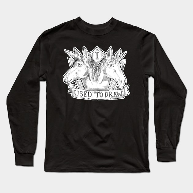 A doodle of a two headed unicorn - Aesop Rock - Illustrated Lyrics Long Sleeve T-Shirt by bangart